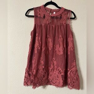 Xhilaration Sleeveless Dusty Rose Lace Blouse